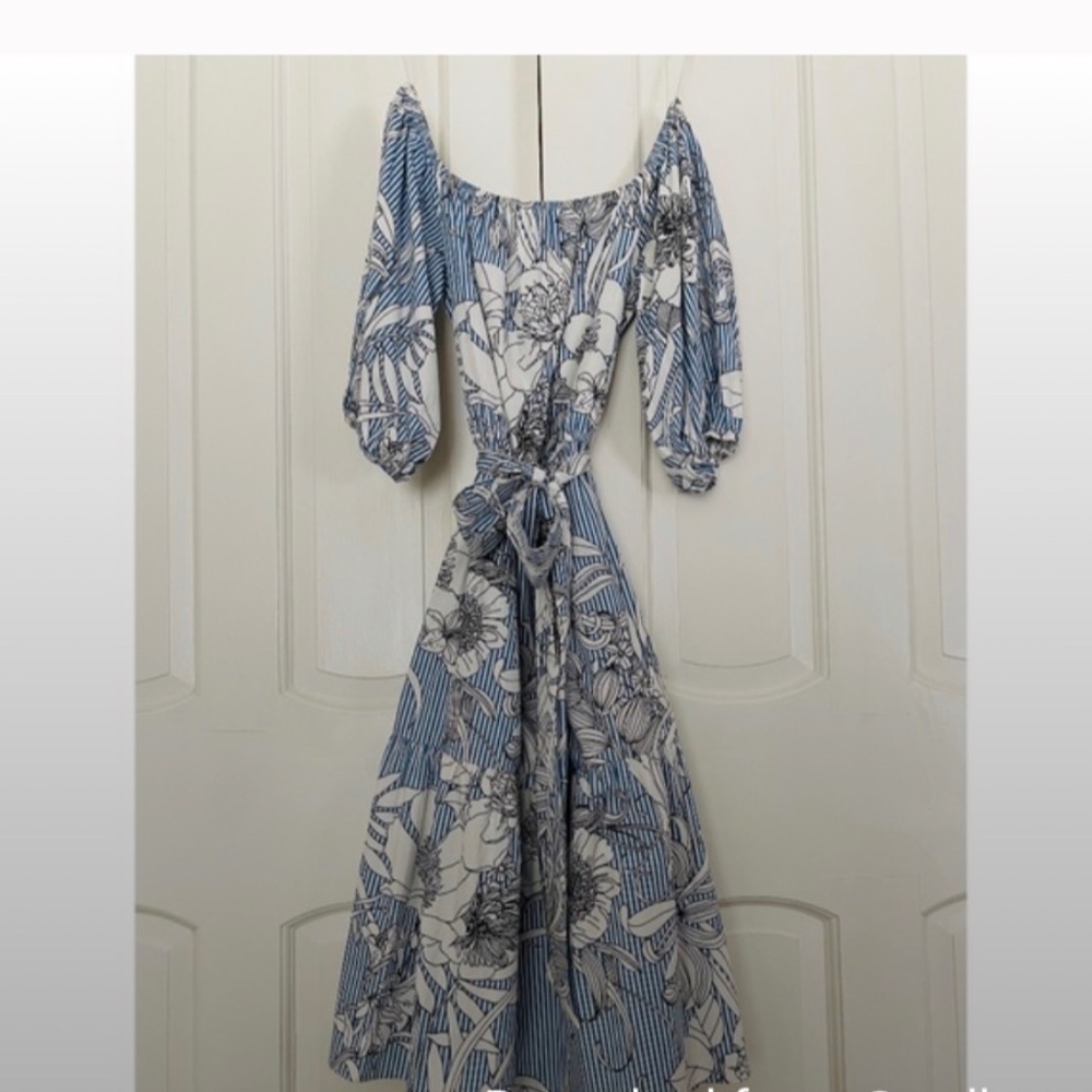 Zara womens floral and stripe printed dress, size Small